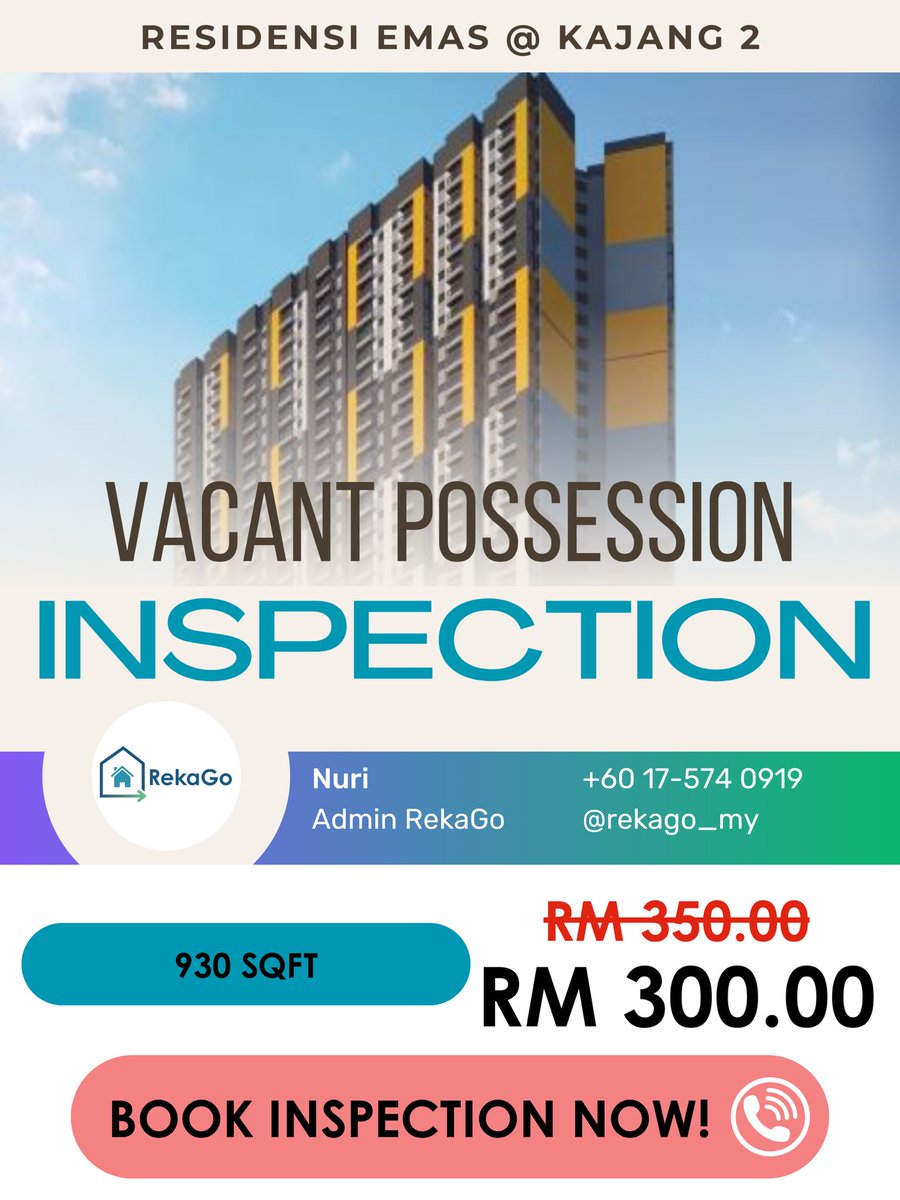 rekagomy's tweet photo. ✅ Limited time offer
✅ Affordable inspection rate
✅ Reserve your slot in advance

📅 Only a few days left - don’t miss out!
📞 Contact us now to lock in your booking (+60 17-574 0919)

#RekaGo #HomeInspection #DefectInspection #NewHomeDefect #HomeDefect #QLASSICStandard https://t.co/KrFc5N3FmR