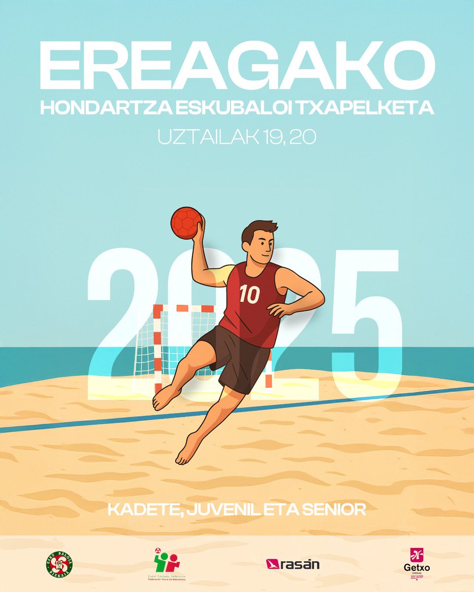 - 100 partidos exactos
- 45 equipos en 6 categorías
- Más de 400 jugadores y 50 oficiales
- 2 días de balonmano playa

- 100 partida 
- 45 talde 6 kategoriatan 
- 400 jokalari eta 50 epaile baino gehiago 
- 2 egun hondartzako eskubaloian @eef_fvascabm <a href="/GetxoKirolak/">Getxo Kirolak</a>