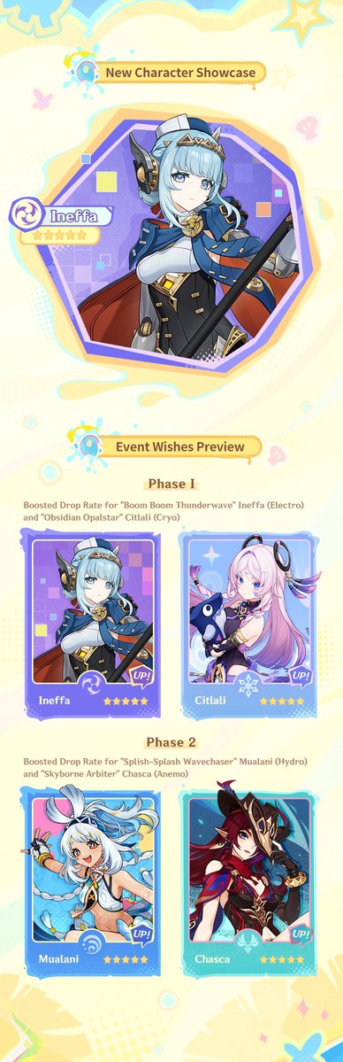 GenshinImpact's tweet image. Genshin Impact Version 5.8 Special Program Recap
#GenshinImpact
Traveler, here are the redemption codes for this Special Program!
Primogems ×100 + Mystic Enhancement Ore ×10 "Ineffa0730Birgitta"
Primogems ×100 + Hero's Wit ×5 "Summer0730Asha"
Primogems ×100 + Mora ×50,000…