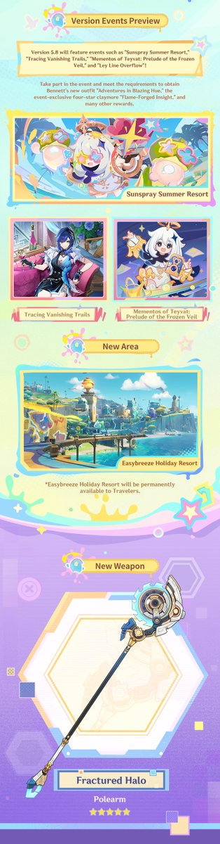 GenshinImpact's tweet image. Genshin Impact Version 5.8 Special Program Recap
#GenshinImpact
Traveler, here are the redemption codes for this Special Program!
Primogems ×100 + Mystic Enhancement Ore ×10 "Ineffa0730Birgitta"
Primogems ×100 + Hero's Wit ×5 "Summer0730Asha"
Primogems ×100 + Mora ×50,000…
