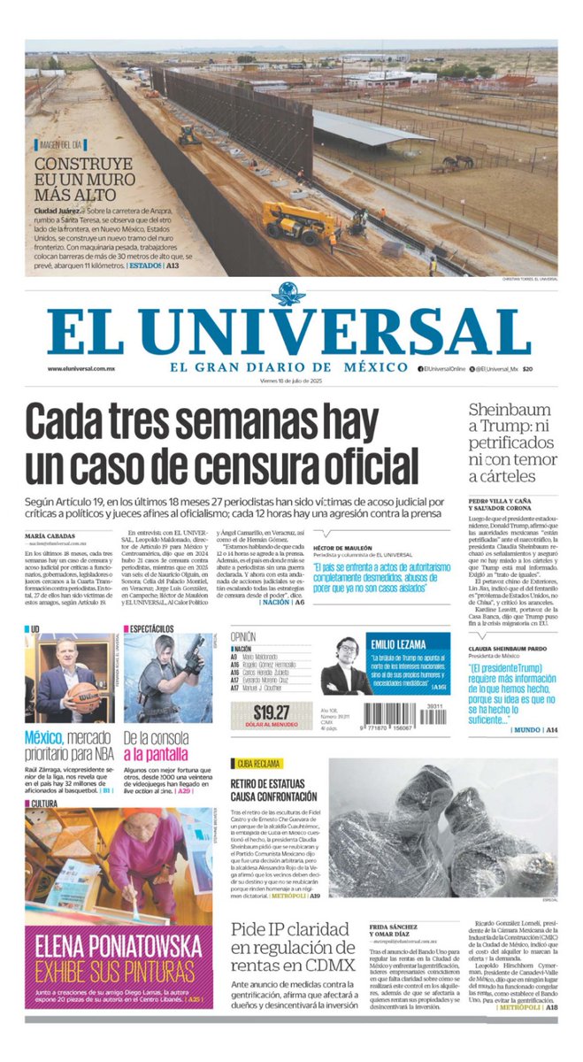 🔴Buenos días queridos lectores de EL UNIVERSAL, estas son las notas de nuestra portada
eluniversal.com.mx