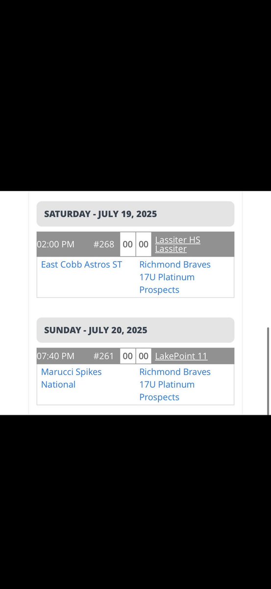 I will be pitching in relief tomorrow against the East Cobb Astros. The game starts at 2 PM and will be played at Lassiter High School. 
<a href="/RichmondBraves/">Richmond Braves</a> <a href="/patpinkman/">Pat Pinkman</a> <a href="/PrepBaseballVA/">Prep Baseball Virginia/DC</a> <a href="/rd_baseball/">R&D Baseball</a>