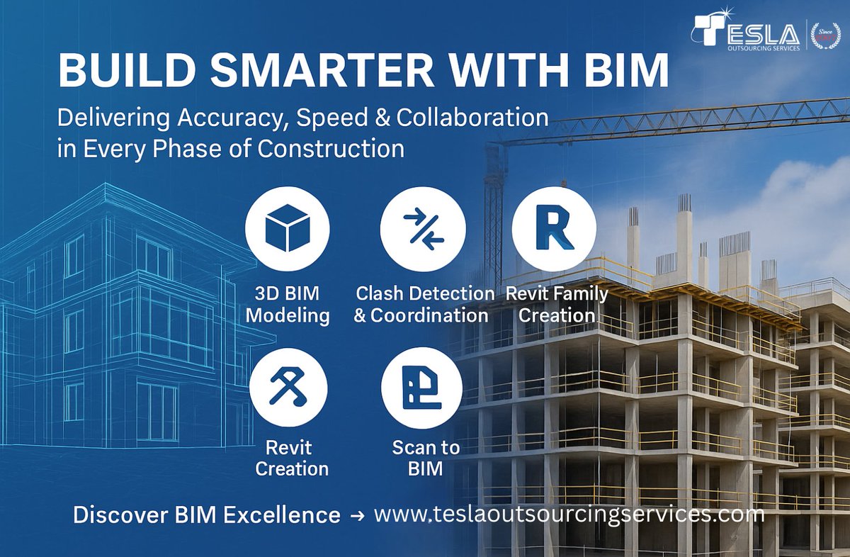 teslaoutsource's tweet image. 📐 Precision-Driven BIM Services for Smarter Building
We deliver accurate 3D models, clash detection, and Facility Management support for AEC firms worldwide.

🔗 Explore → teslaoutsourcingservices.com/bim-services.p…

#BIM #RevitModeling #AEC #ConstructionTech #TeslaOutsourcingServices