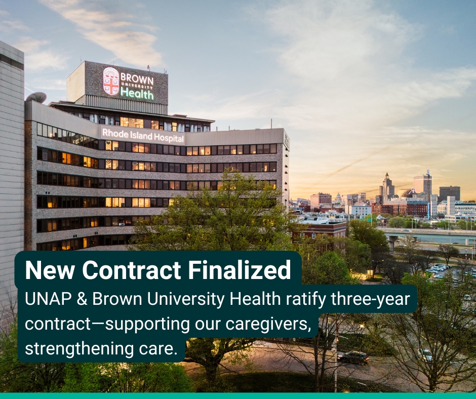 BrownUnivHealth's tweet image. We are pleased to announce the ratification of a new three-year agreement with the United Nurses and Allied Professionals (UNAP). This agreement reflects our shared commitment to supporting our dedicated nurses and healthcare professionals while building a stronger, more…