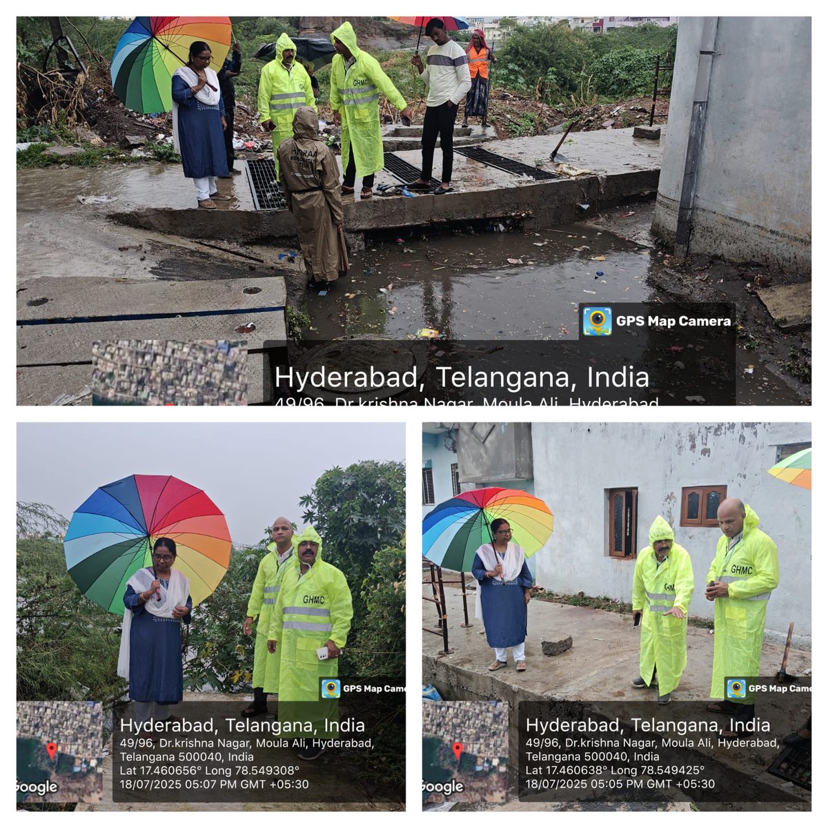 gadwalvijayainc's tweet image. Moderate rains to continue in the city for the next 1-2 hours. Citizens, please stay indoors for safety. For rain-related issues, contact GHMC-DRF at 040-21111111 or 9000113667. GHMC, Traffic Police & HYDRAA are clearing traffic and waterlogged areas. 🌧️ #HyderabadRains…