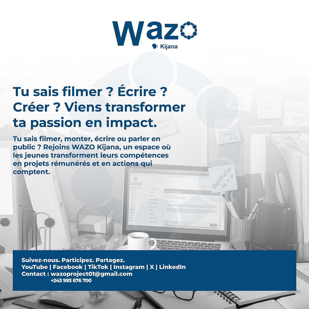 WazoProject01's tweet image. Comment la vidéo et les récits peuvent changer le regard dans notre communauté?
WAZO Kijana une plateforme de WAZO Project où nous mettons nos compétences en lumière pour transformer, vendre positivement notre région.
#Goma #RDC #WAZOProject #WAZODigital #WAZOPodcast #FIlms