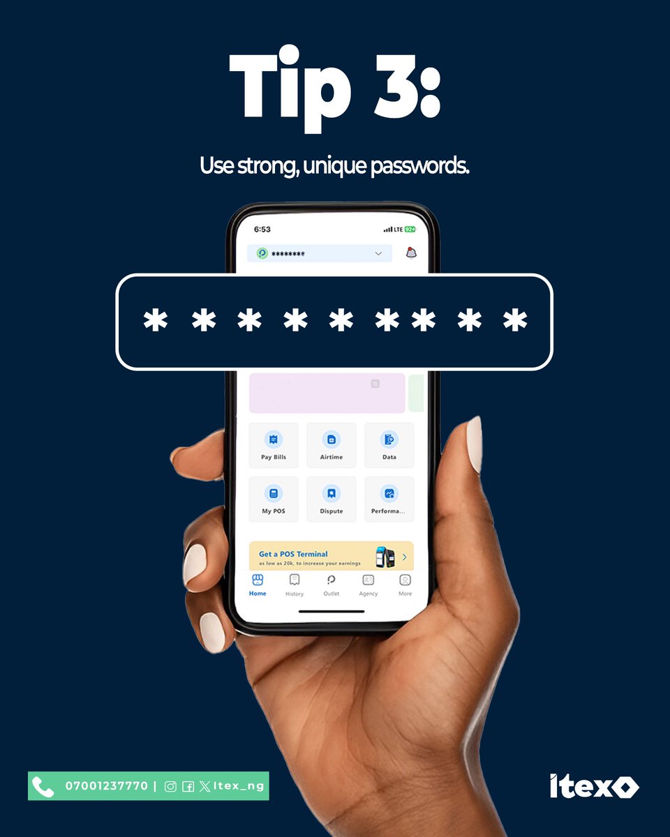 itex_ng's tweet photo. We understand you love your money safe and secured. We do too! Here are three tips to improve the security of your payvice app.
#itex
#Payvice
#fintech
#yourbusinesspadi
#explorepage
#explore https://t.co/bA9OBL8dHA