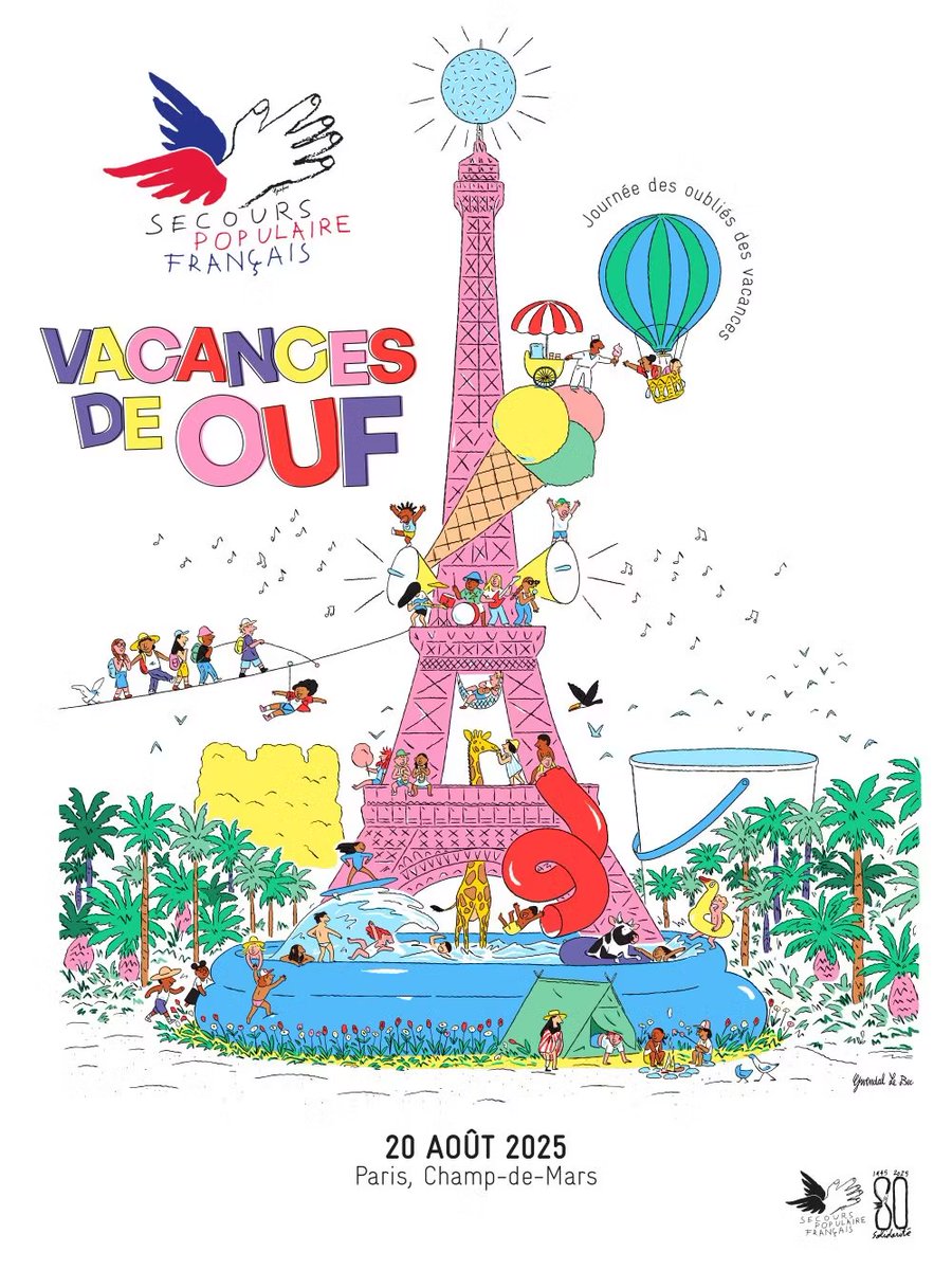 👭👭👭Grosse journée annoncée pour le Champ-de-Mars le 20 août prochain : le Secours populaire y organise une « Journée mondiale des oubliés des vacances » à 80.000 enfants et leurs accompagnateurs.  Tout le Champ-de-Mars sera privatisé, et fermé par des barrières de sécurité,