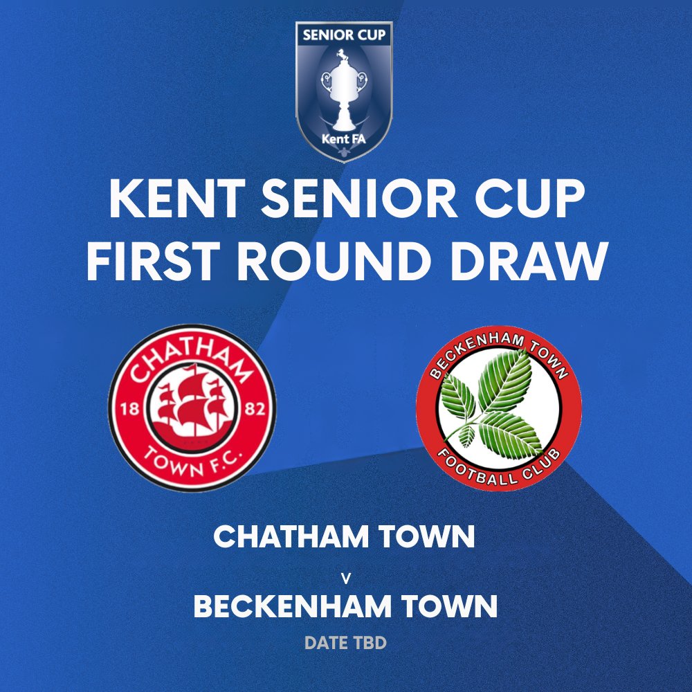 beckenhamtownfc's tweet image. 🏆 KENT SENIOR CUP DRAW
We have been drawn away to @ChathamTownFC in the First Round of the @KentFA Senior Cup.
Date of the tie will be communicated once agreed by the two clubs.
