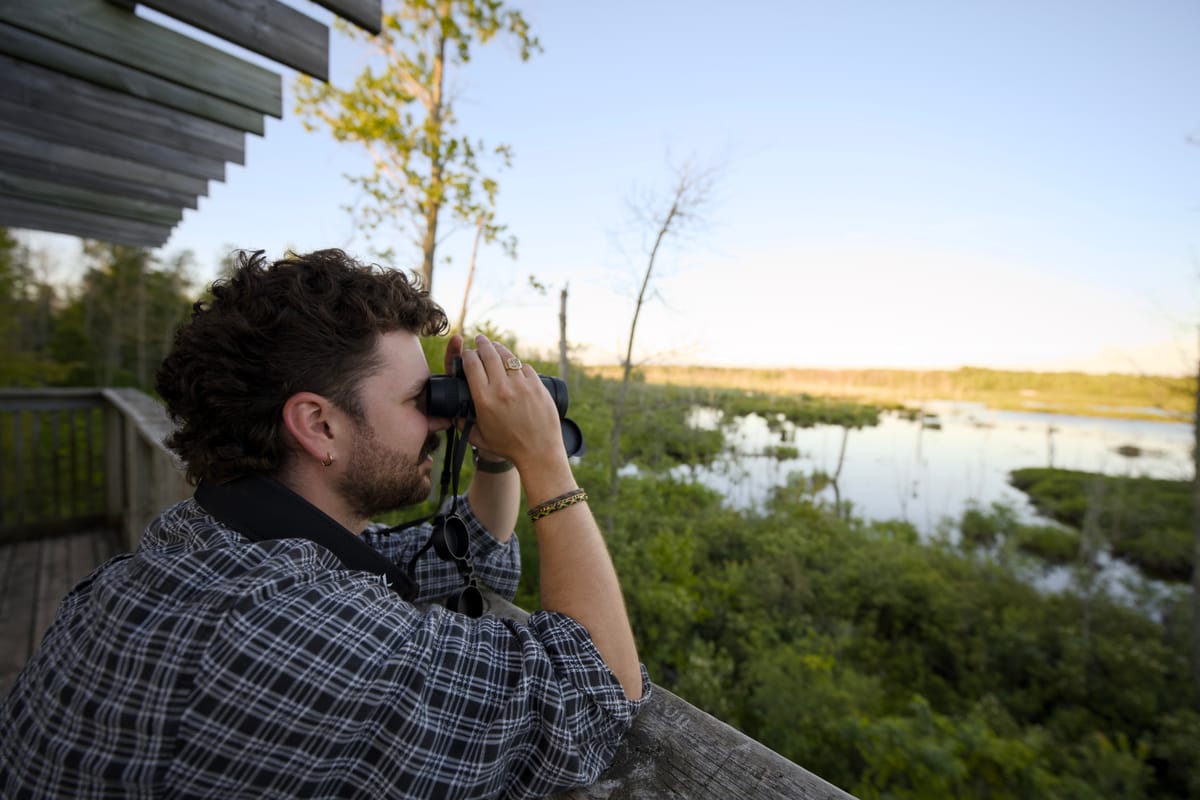 MacGregorPoint's tweet image. Today is #HPHP 🌿 🌈 

We encourage everyone to take advantage of free day use today, July 18!

Make sure you stop by the Visitor Centre to check out the fun program they have planned 😜 

[image 1]: person using binoculars from the top of the tower on Tower Trail