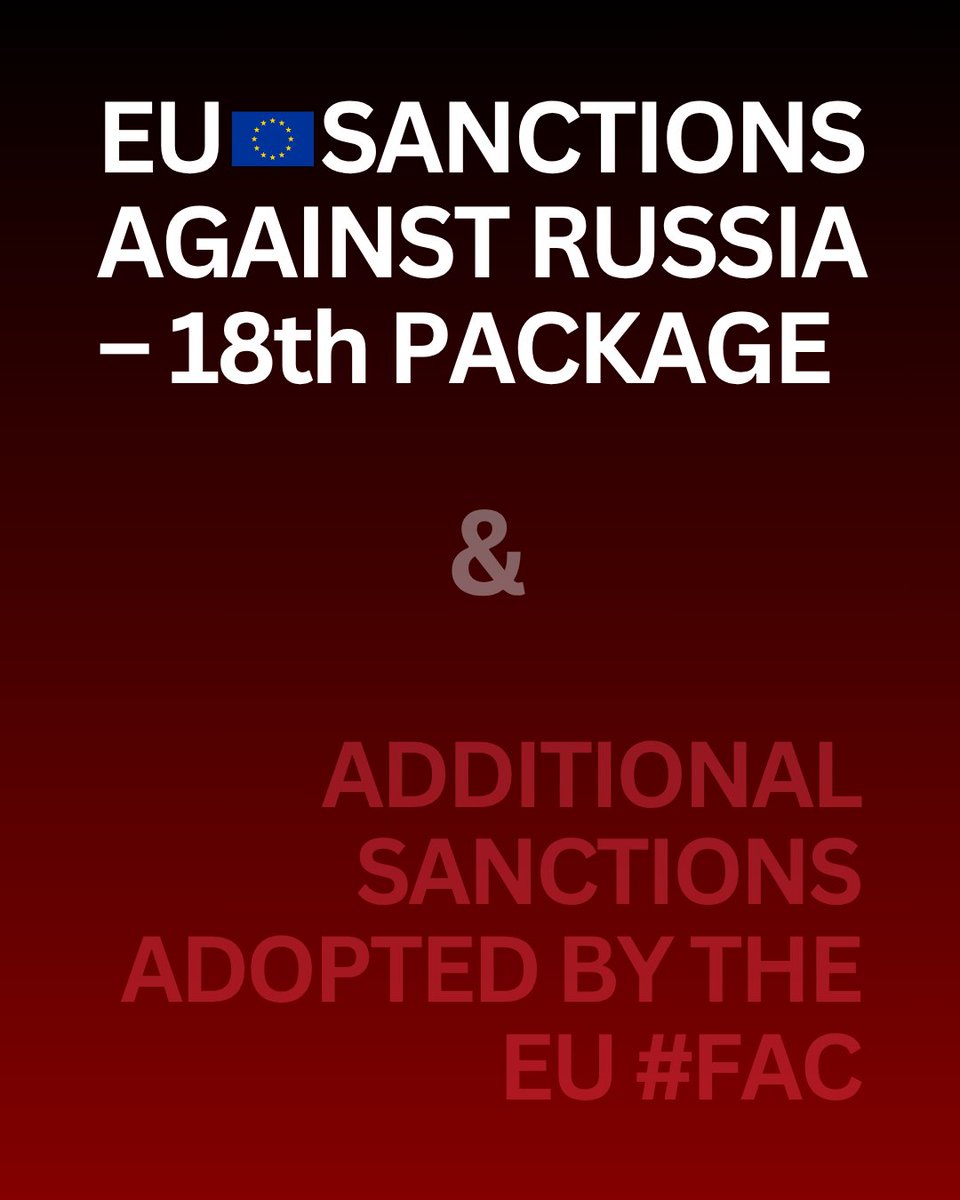 Latvia 🇱🇻: 18th package of sanctions confirms EU's 🇪🇺 united stance to support Ukraine 🇺🇦 while increasing pressure on Russia. #StandWithUkraine 

🔗 mfa.gov.lv/en/article/lat…