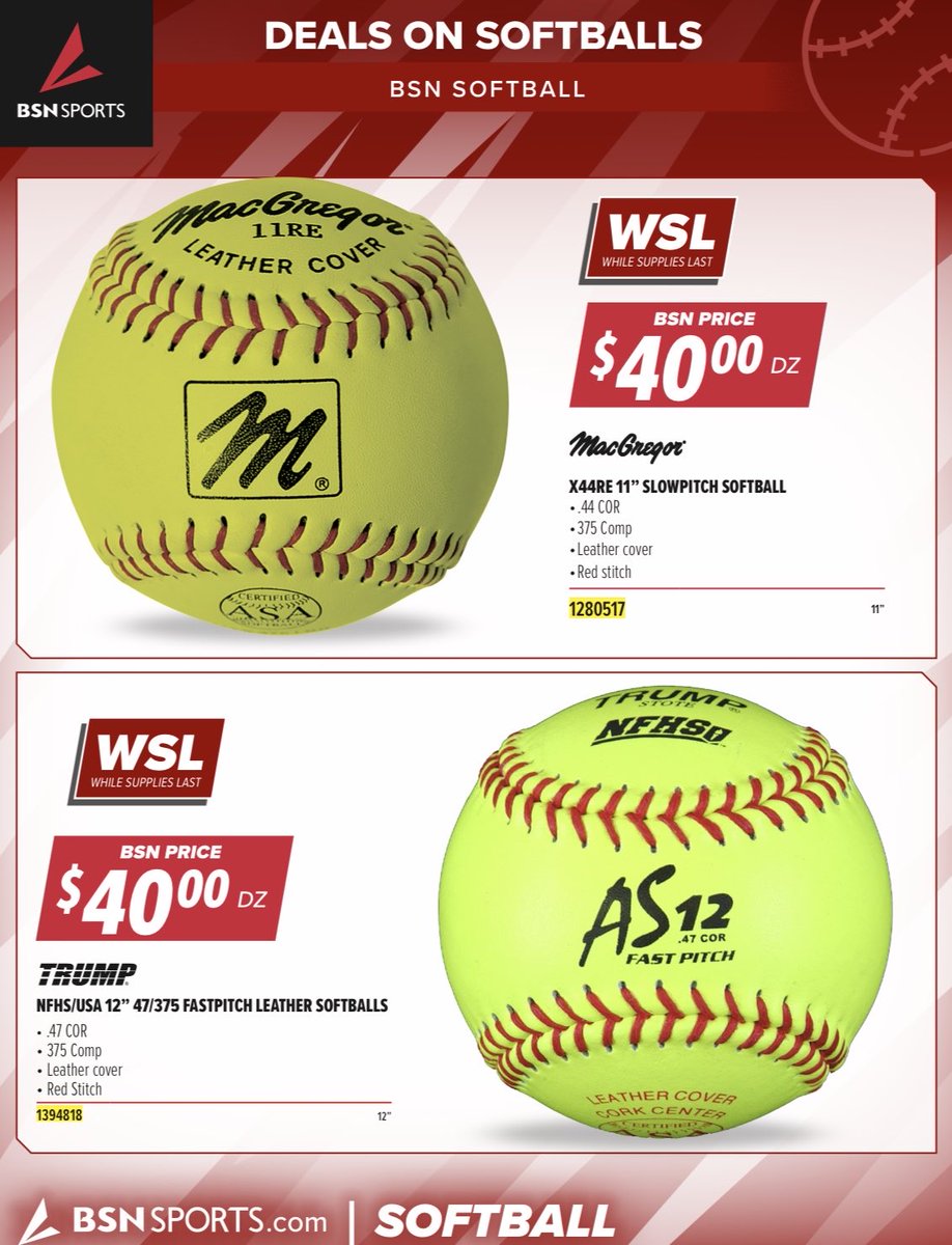BSNSPORTS_FL's tweet image. 🥎 SOFTBALL SPECIAL
🚨While supplies last!
Both are LEATHER 🥎 🥎
Call your local @BSNSPORTS rep TODAY or DM us!