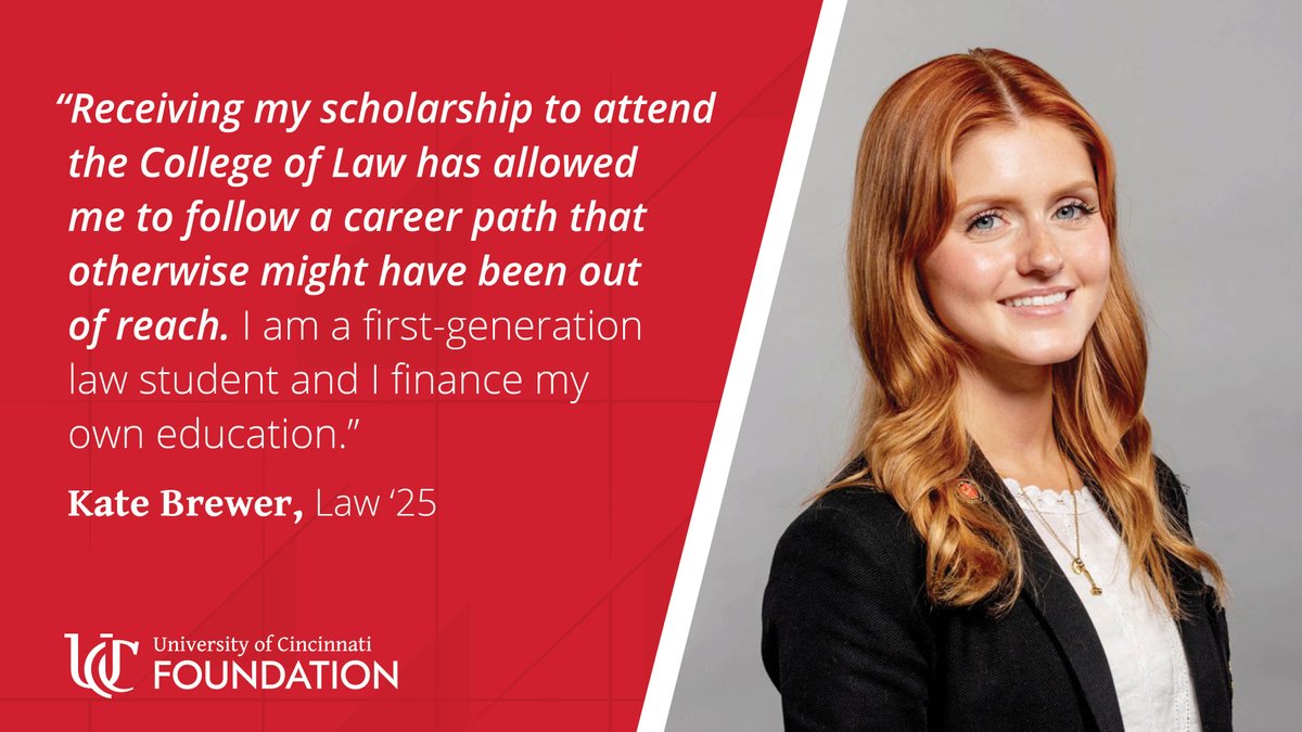 We're grateful to our donors for empowering students like Kate! ❤️🖤 

#PhilanthropyFriday 

<a href="/uofcincyalumni/">UC Alumni</a> I <a href="/UCincinnatiLaw/">Cincinnati Law</a>