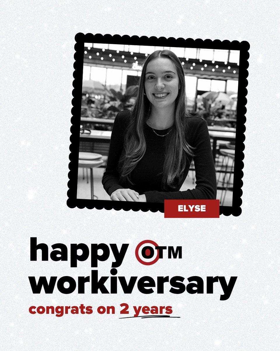 OnTheMarkComm's tweet image. Happy 𝑾𝒐𝒓𝒌i𝒗𝒆𝒓𝒔𝒂𝒓𝒚 to OTM Graphic Designer, Elyse! ⁠Today, we are celebrating her 2nd year being with OTM. Join us in the celebration and congratulate Elyse on this re𝗠𝗔𝗥𝗞able milestone! 🎉✨🎯

#onthemark #communications #marketingagencies #njbusiness