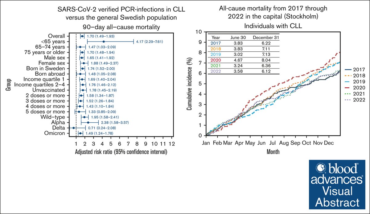 Compared with the general Swedish population, individuals with CLL had increased risks for severe COVID-19 also after Omicron emerged. ow.ly/RXeq50Wn9XW #lymphoidneoplasia