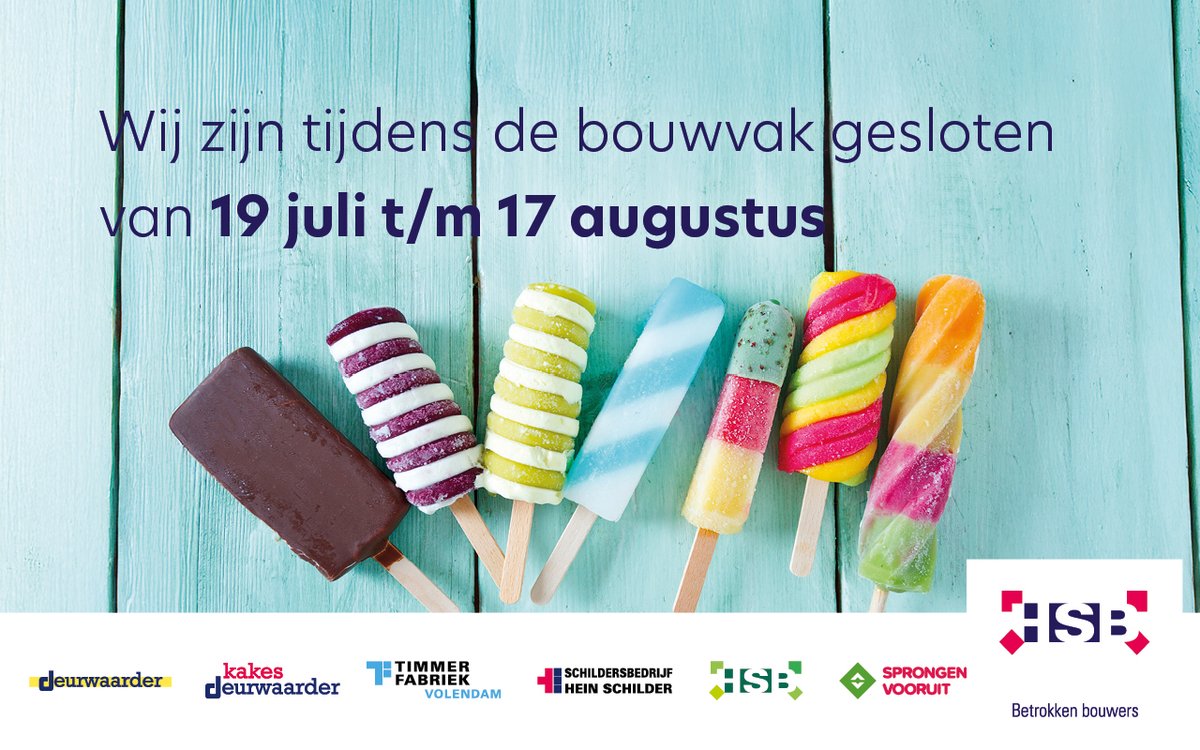 Vanwege de bouwvak zijn wij er even tussenuit om op te laden. 

Wij wensen iedereen een fijne en zonnige zomer toe, vol ontspanning, plezier en mooie momenten met familie en vrienden.

#bouwvak #genieten #debouwmaakthet #zomervakantie