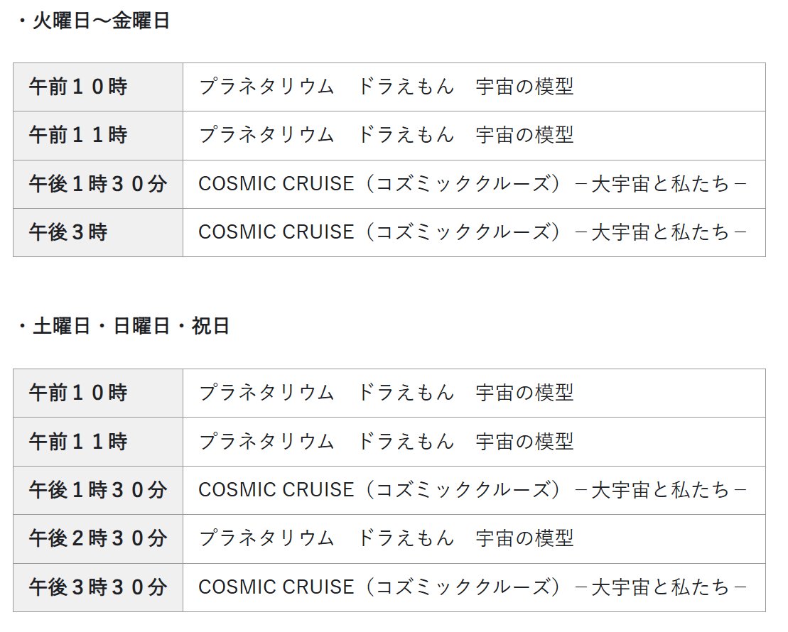 GogoShogo3's tweet image. 明日、7月19日(土)より、サイエンスパーク・能代市子ども館にて、「COSMIC CRUISE - 大宇宙と私たち」(プラネタリウム)の上映がスタートします。
詳細は公式ホームページ → city.noshiro.lg.jp/res/bunka/kodo…