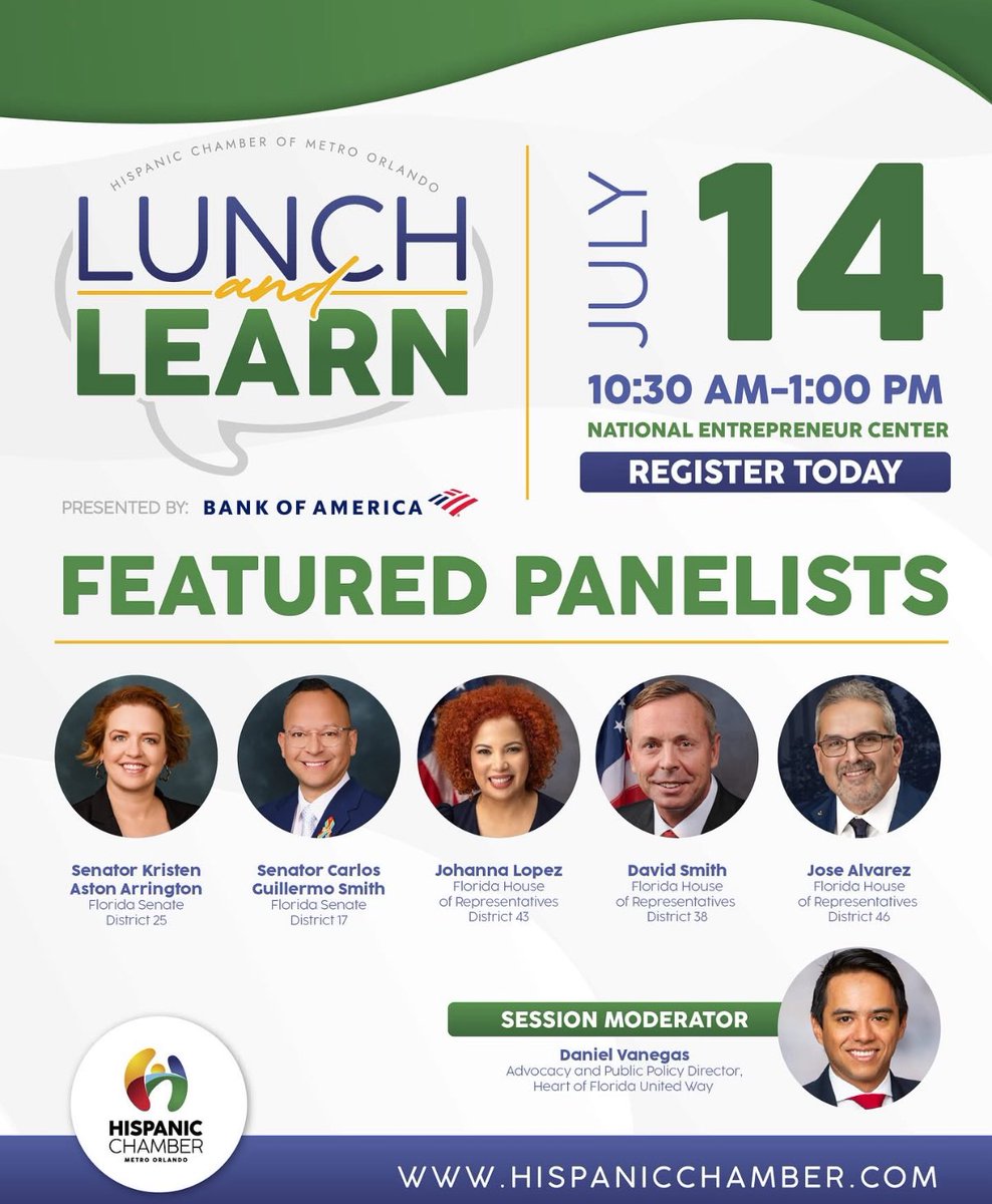 Arrington4Fl's tweet image. Thank you to the Hispanic Chamber of Metro Orlando for inviting me to join your Lunch and Learn series this week!
I enjoyed the opportunity to share policy updates from the legislative session and engage in meaningful conversations with our vibrant business community. Grateful…