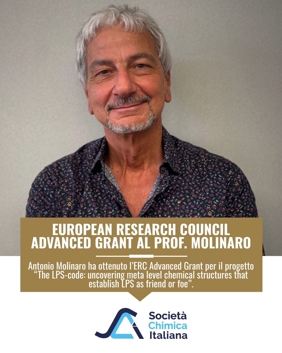 Congratulazioni al Prof. Molinaro per l’#ERC #AdvancedGrant con il progetto “The LPS-code”. Un riconoscimento all’eccellenza della ricerca chimica italiana nello studio dei lipopolisaccaridi e delle risposte immunitarie.