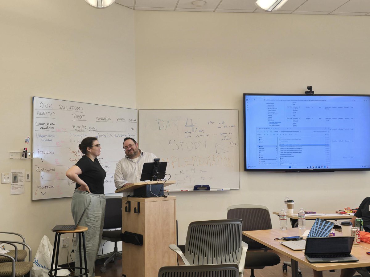 ColumbiaDBMI's tweet image. The @OHDSI Summer School at DBMI wraps up today, and teams will work on study execution after presenting  protocols yesterday. Exciting to see topics around prostatectomy, GLP1, Chronic Kidney Disease prediction and HIV. So many research possibilities through collaboration!