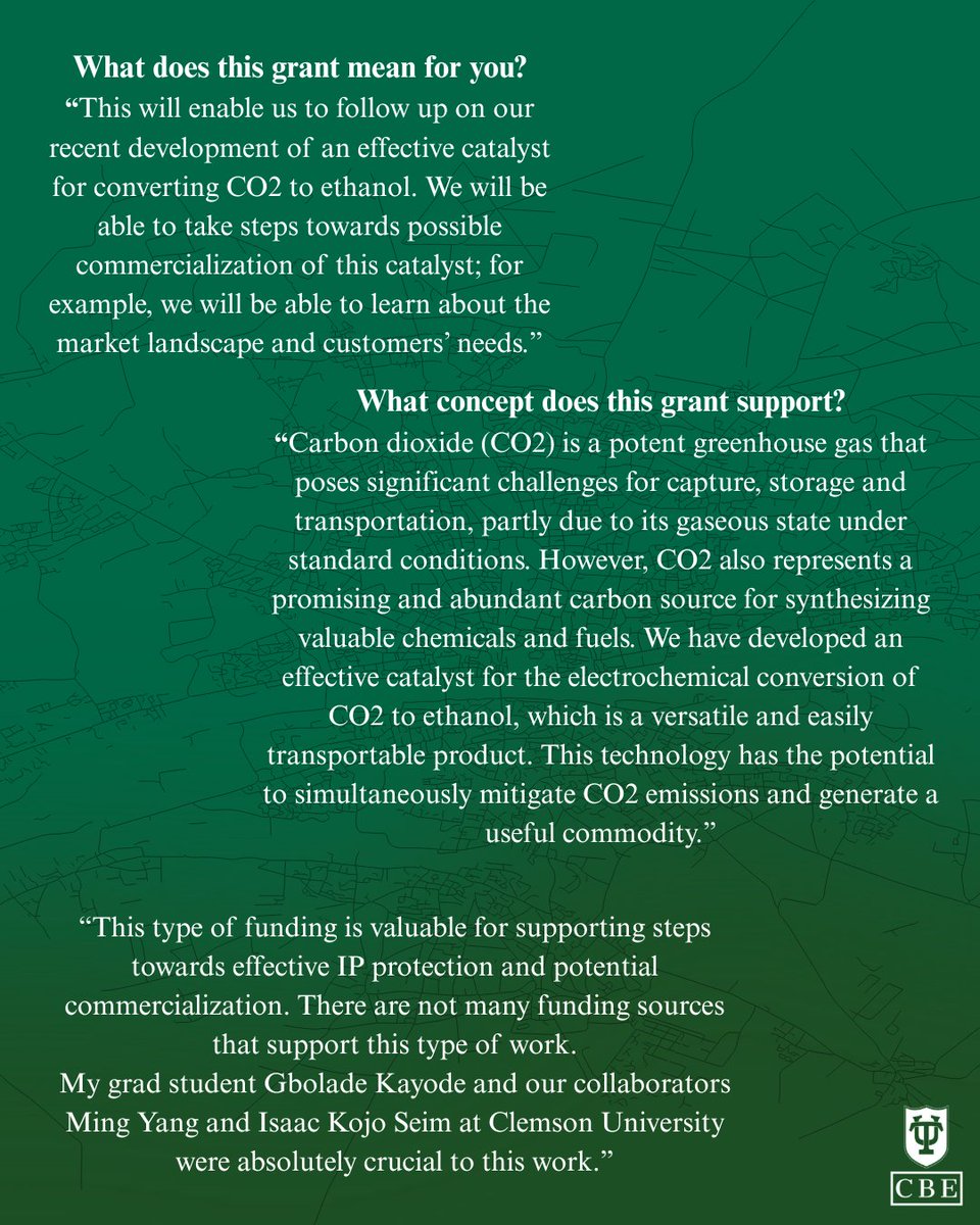 Dr. Matthew Montemore (Tulane CBE) awarded $50K PPOC funding for research converting CO₂ to ethanol using trimetallic catalysts. Supporting scalable emission solutions and industry engagement. #TulaneResearch #GreenChemistry #PPOC #CO2Utilization