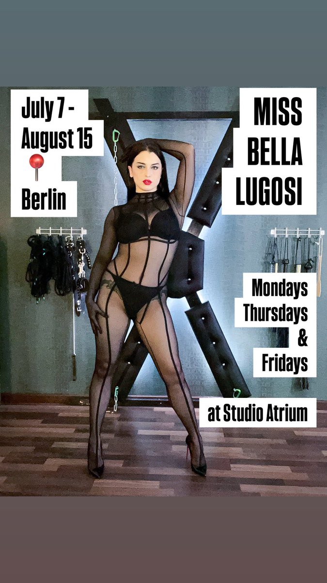 missbellalugosi's tweet image. Due to a cancellation, I have time tonight for a spontaneous session in Berlin at Studio Atrium

Apply in WRITING (NO CALLS) via WhatsApp +4917621111707

Deposit is mandatory