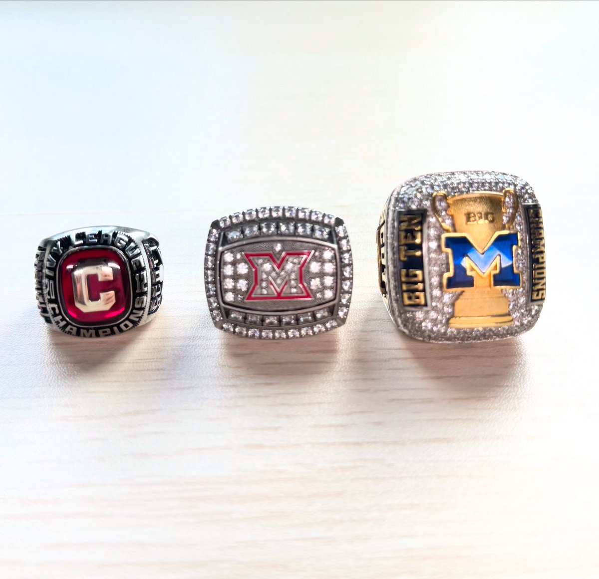 HockeyThinkTank's tweet image. Turning 40 next week so feeling an extra bout of gratitude recently. So grateful to have worked for three amazing college programs. So much work, love, and sacrifice, goes into winning championships - thankful to have earned these rings with awesome people at all three places.