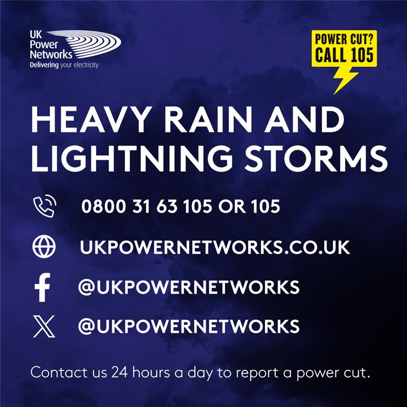 UKPowerNetworks's tweet image. We're preparing for heavy rain and lightning storms across the South East and East of England on Saturday. Check our website for advice and updates about your power: bit.ly/UKPNhome