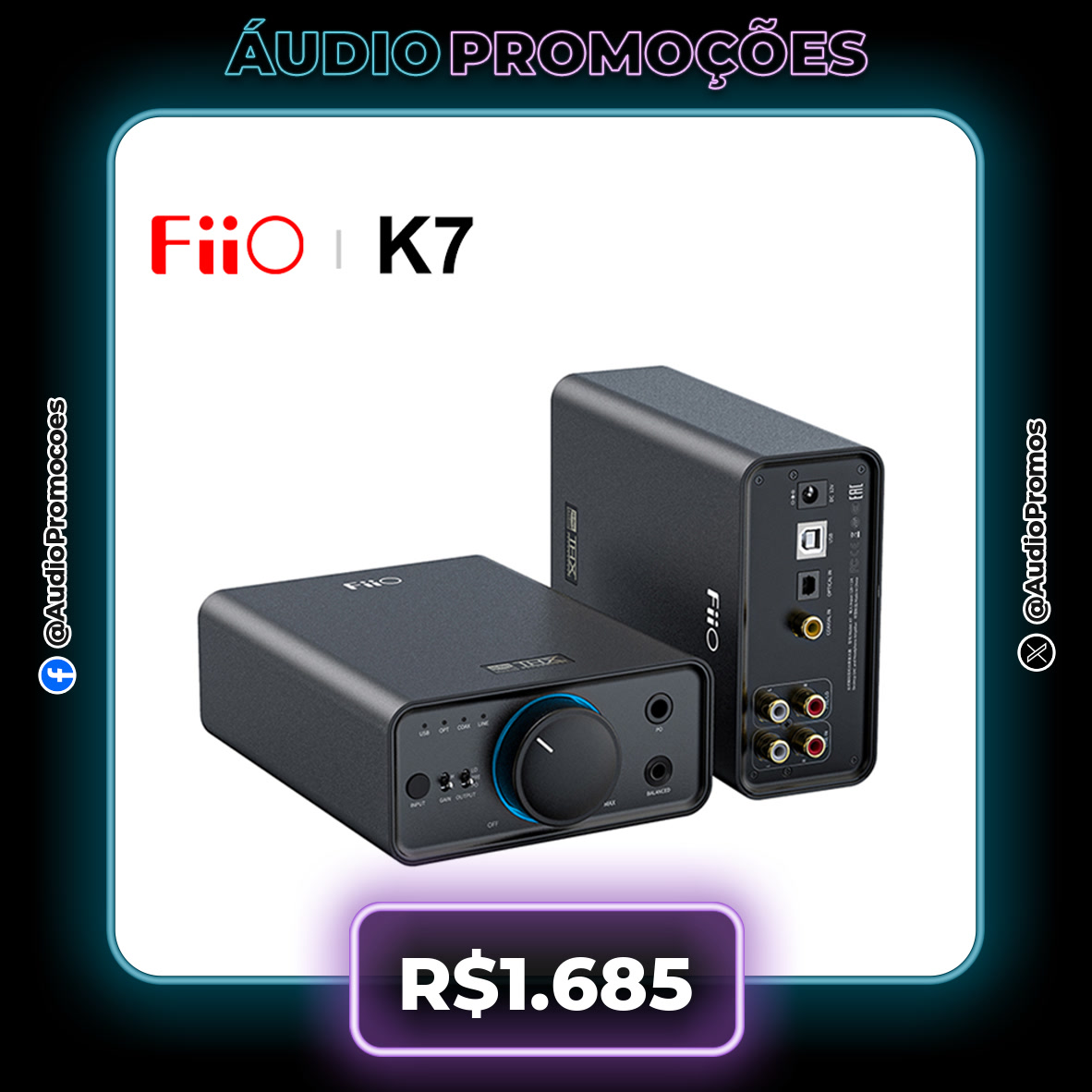 audiopromos's tweet image. ARRANCA ARREPIOS! 🤯🎶

🎧 FiiO K7 Desktop DAC AMP Dual AK4493S
💵 R$1.685

🔗 s.click.aliexpress.com/e/_oBGxcvV

#HiFiAudio #FiiOK7 #DACAMP