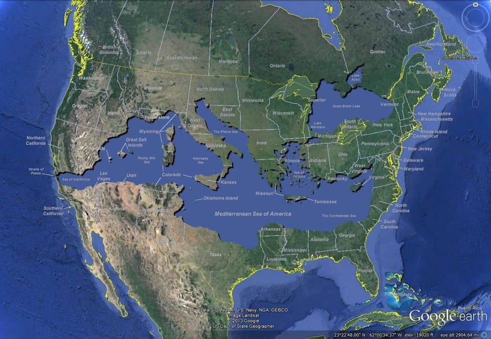 birdchadlouis's tweet image. This map, by placing the Mediterranean area inside the US, gives us a helpful perspective on the extent of Paul’s travels, as well as the size of the Roman Empire.
On his second missionary journey, for instance, Paul traveled the equivalent of going from South Carolina, up…