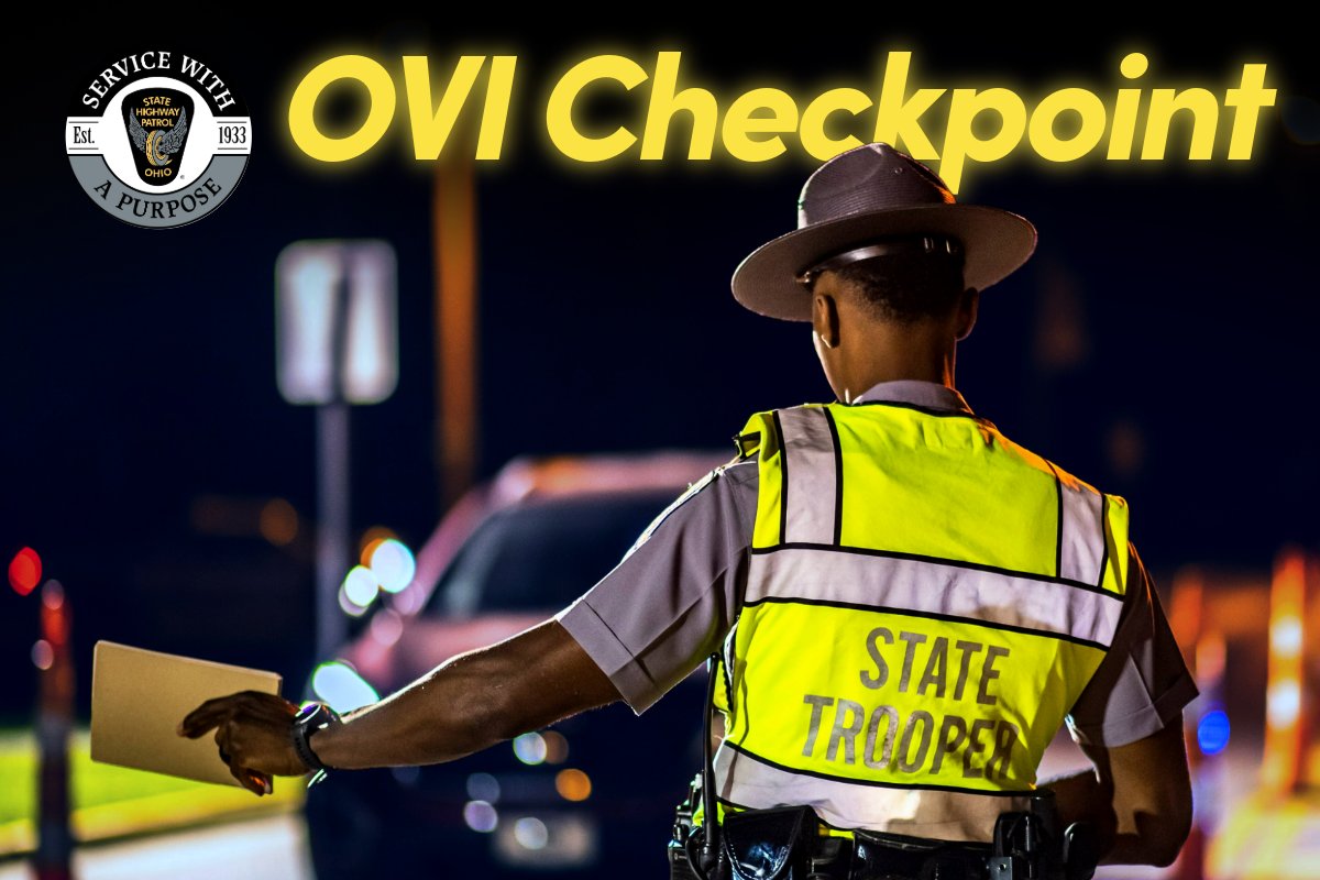 OSHP's tweet image. The Ohio State Highway Patrol will conduct an OVI checkpoint in Logan County tomorrow. #DriveSober!