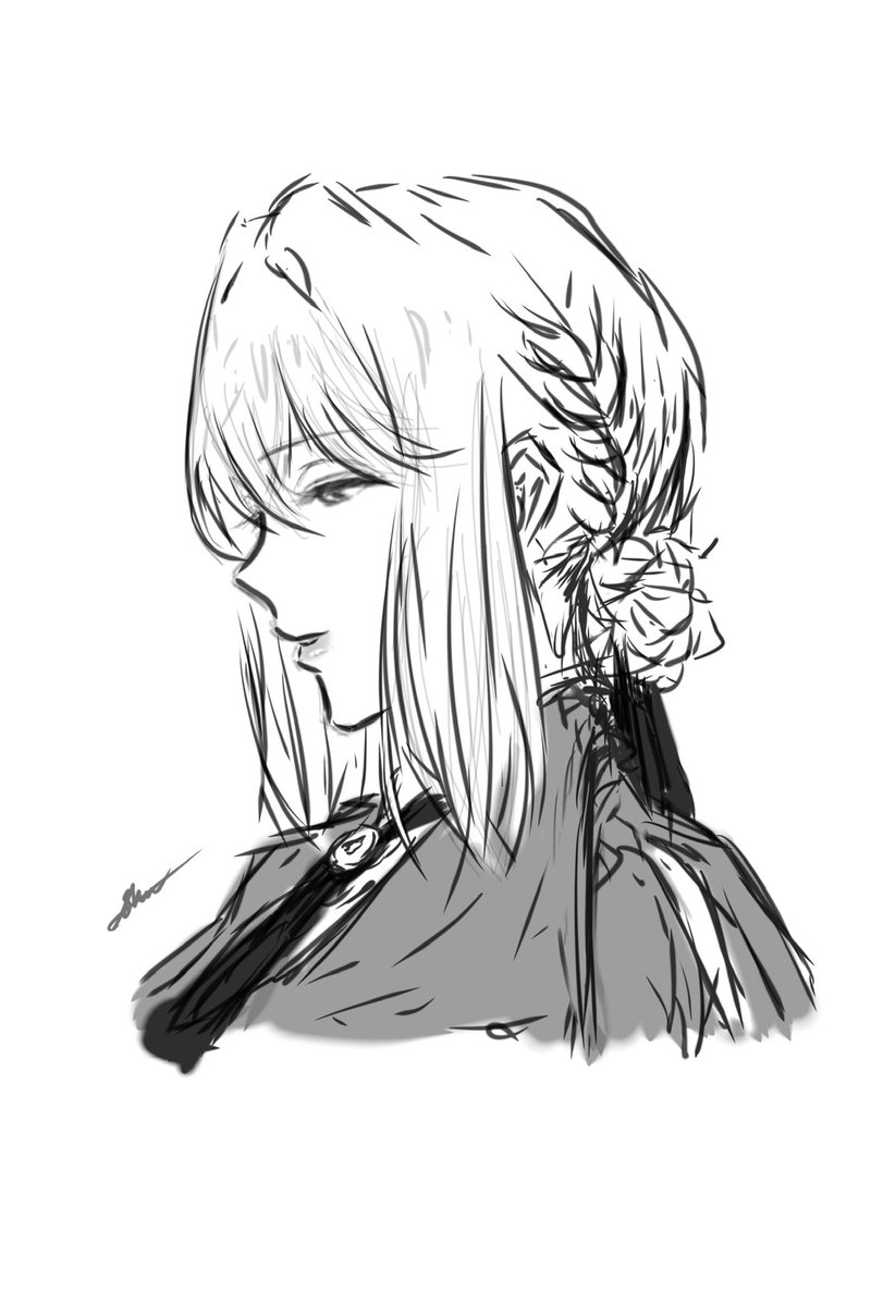 SHU_analog_08's tweet image. 最近は色々とバタバタしていてリポストやコメントで推しのクリエイターさん方をあまり応援出来ていない😭

空き時間が無くてあまり描けていないヴァイオレットちゃんも久々iPadで落書きしてみましたが、ギリギリまだ何とか描けるかな？といった感じです😓

勉強も仕事ももっと頑張らないと💪