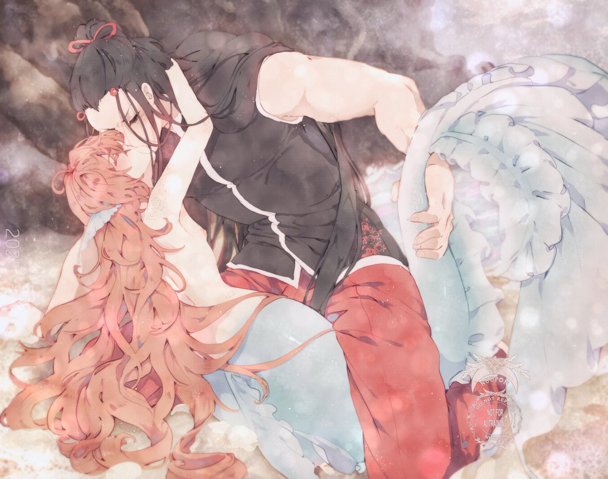 nuupon's tweet image. 【 #oc  | #merman | #mermaid | #illustration 】
mu and liu bei uwu