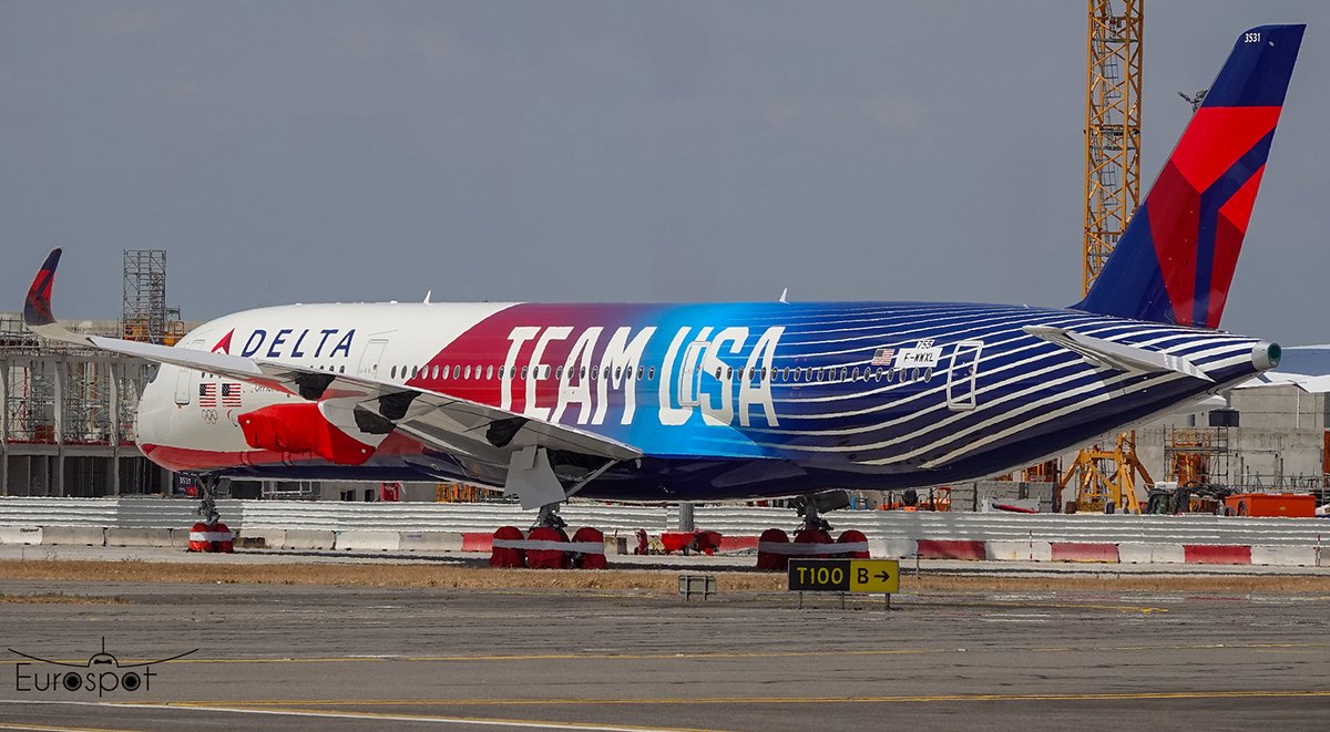 cliper31's tweet image. New Team USA Airbus A350-900 for Delta Airlines MSN 755 N531DN #AIRBUS #a350 #delta @Delta #aviation #teamusa #avgeek