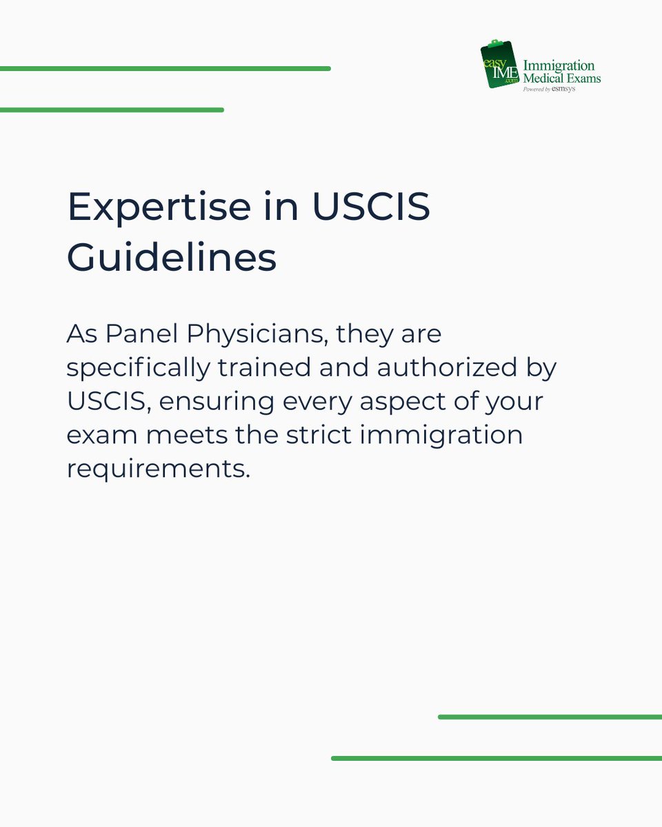 easyIME's tweet image. Ever wondered what actually happens after your Immigration Medical Examination? 🤔
Connect with trusted Green Card Physicians through easyIME!
#USCISCivilSurgeon #ImmigrationMedical #I693 #GreenCardDoctor #MedicalExam #easyIME #BehindTheScenes #PanelPhysicians