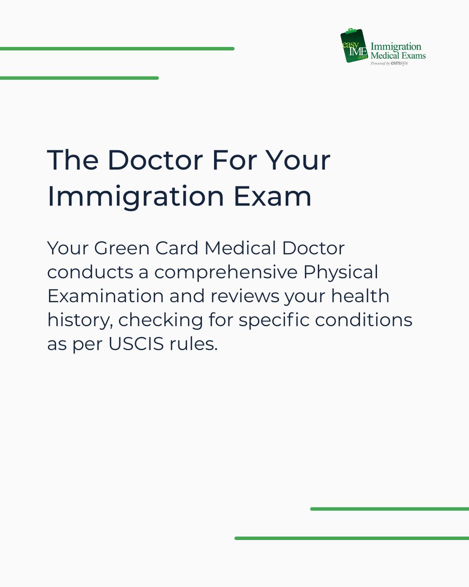 easyIME's tweet image. Ever wondered what actually happens after your Immigration Medical Examination? 🤔
Connect with trusted Green Card Physicians through easyIME!
#USCISCivilSurgeon #ImmigrationMedical #I693 #GreenCardDoctor #MedicalExam #easyIME #BehindTheScenes #PanelPhysicians