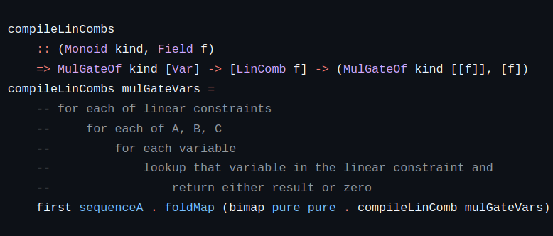 effectfully's tweet image. I stumbled across a snippet I wrote years ago, and something tells me I didn't realize back then how ironic it was to write a comment with imperative pseudocode alongside an abstraction blackhole of a one-liner.