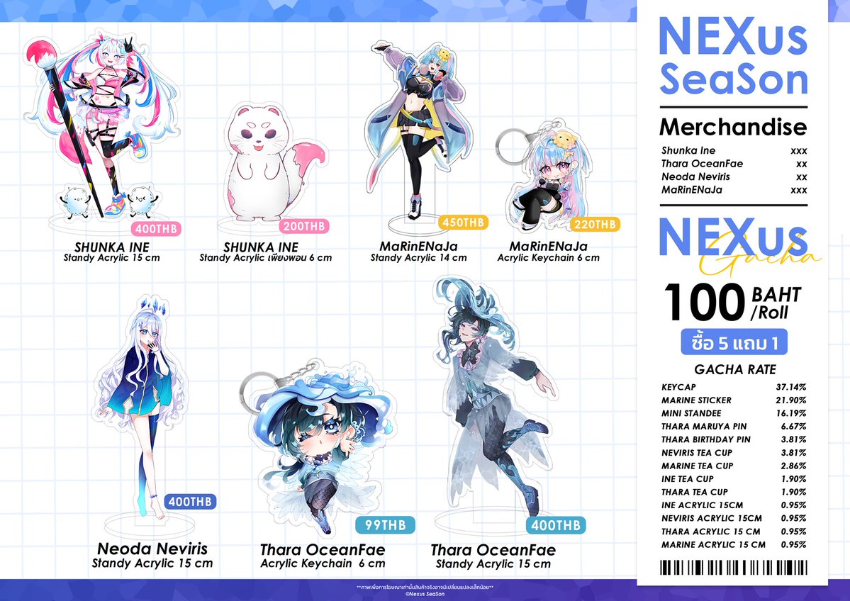 NEX_SSProject's tweet image. ใบรายการสินค้า V-Tuber จาก Nexus Season ในงาน Maruya43
รอบนี้เรามีกิจกรรมกาชา 5 แถม 1 ด้วยนะ

แล้วพบกันที่ที่บูธ Ripry [Y-1] 
ภายในงาน  /// Maruya43 : Back to School /// 
📅 วันอาทิตย์ที่ 20 ก.ค.นี้ 
📌 สามย่านมิตรทาวน์ฮอลล์ ชั้น 5 ศูนย์การค้าสามย่านมิตรทาวน์