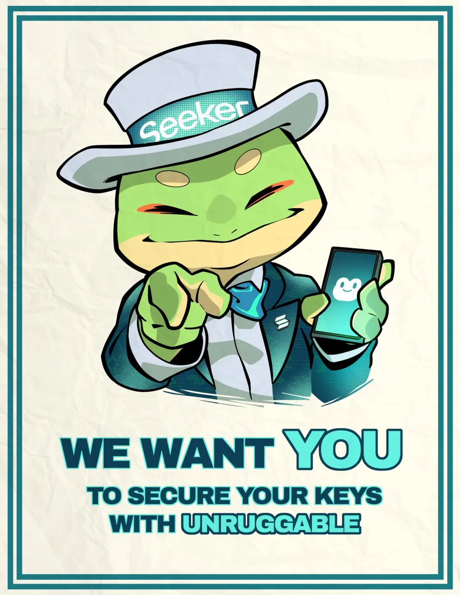 unruggable_io's tweet image. We want YOU... 🫵
to secure your keys on Seeker.
Unruggable is coming to @solanamobile 📱