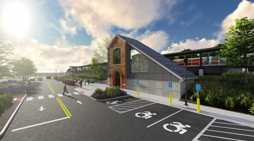 GovNedLamont's tweet image. Today we are breaking ground on the new train station we’re creating in Naugatuck.
Located downtown, the station will create new opportunities for businesses, housing, and walkable neighborhoods.
It’s all part of our plan to modernize the entire Waterbury Branch Line.