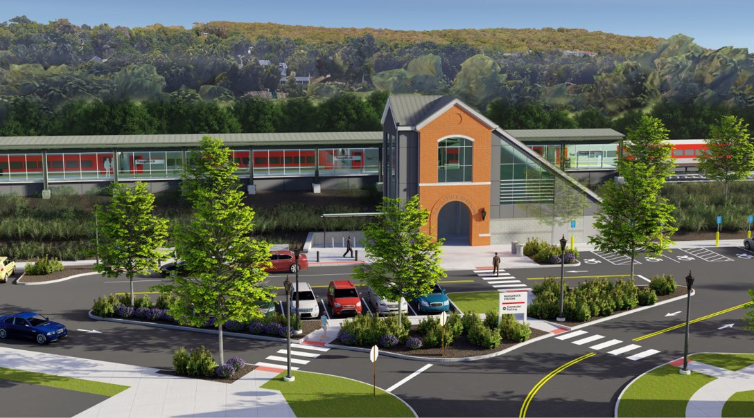 GovNedLamont's tweet image. Today we are breaking ground on the new train station we’re creating in Naugatuck.
Located downtown, the station will create new opportunities for businesses, housing, and walkable neighborhoods.
It’s all part of our plan to modernize the entire Waterbury Branch Line.