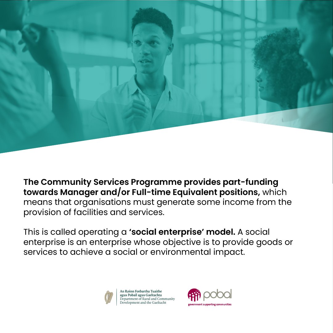 Pobal (@pobal) on Twitter photo ❓Did you know?..
The <a href="/DeptRCDG/">Dept Rural & Community Development & the Gaeltacht</a> Community Services Programme #CommunityServicesProg provides part-funding towards manager & full time equivalent roles on a #socialenterprise model!
👀Read more about the Community Services Programme on our website here👇
pobal.ie/programmes/com… ❓Did you know?..
The <a href="/DeptRCDG/">Dept Rural & Community Development & the Gaeltacht</a> Community Services Programme #CommunityServicesProg provides part-funding towards manager & full time equivalent roles on a #socialenterprise model!
👀Read more about the Community Services Programme on our website here👇
pobal.ie/programmes/com…