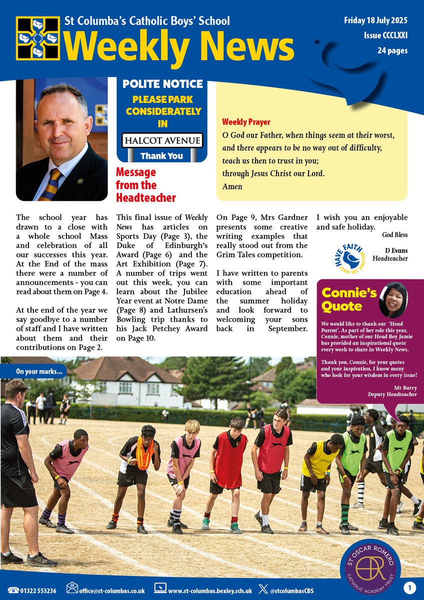 StColumbasCBS's tweet image. Well here 'tis, #WeeklyNews last of the year
My last too, so enjoy these valedictory pages, take care and God Bless pop-pickers!
(One for the teenagers there)
Oh & lots of stuff in it, as usual...
shorturl.at/rvVAL
@rcaoseducation @SORCATrust