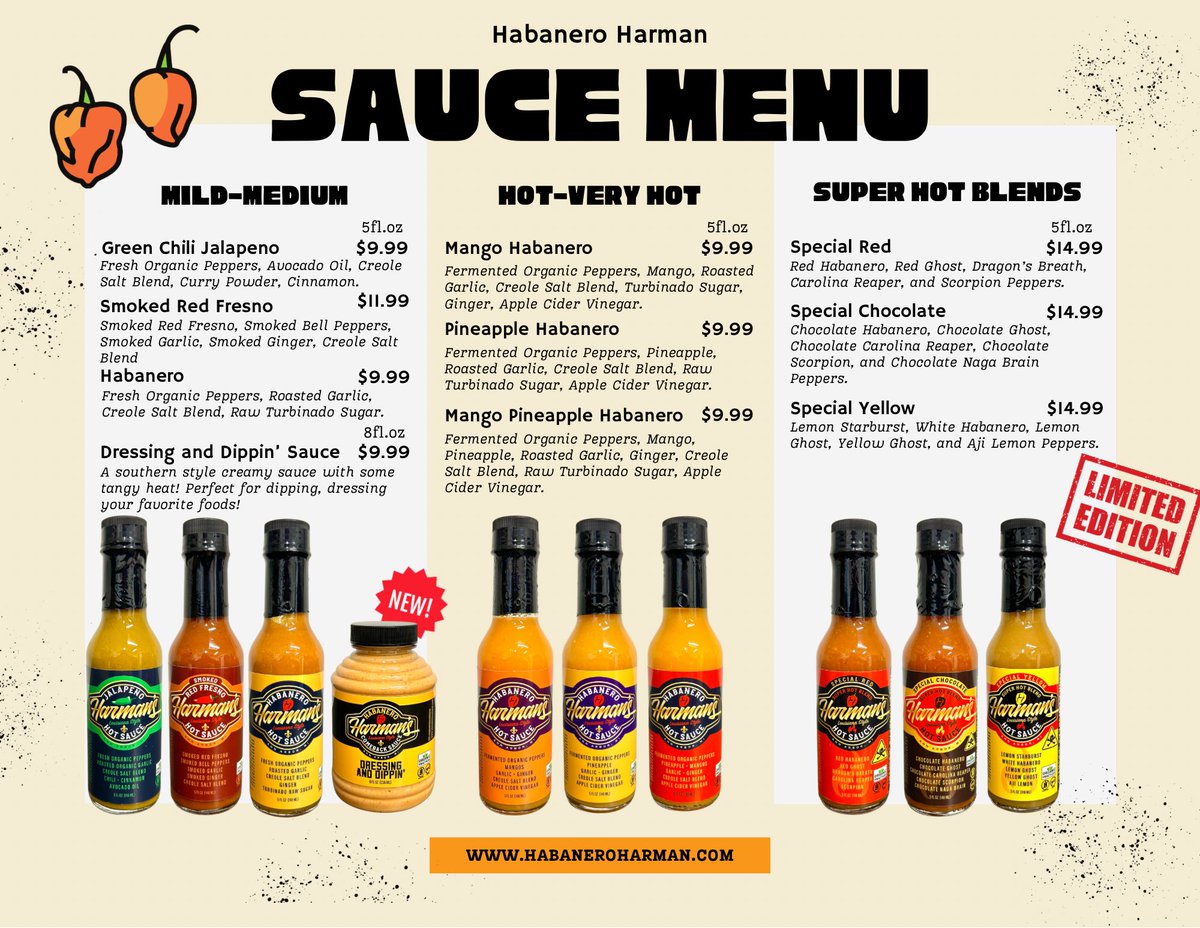HabaneroHarman's tweet image. 🔥 Louisiana heat. Delivered.🌶️
Shop our handcrafted sauces today: habaneroharman.com