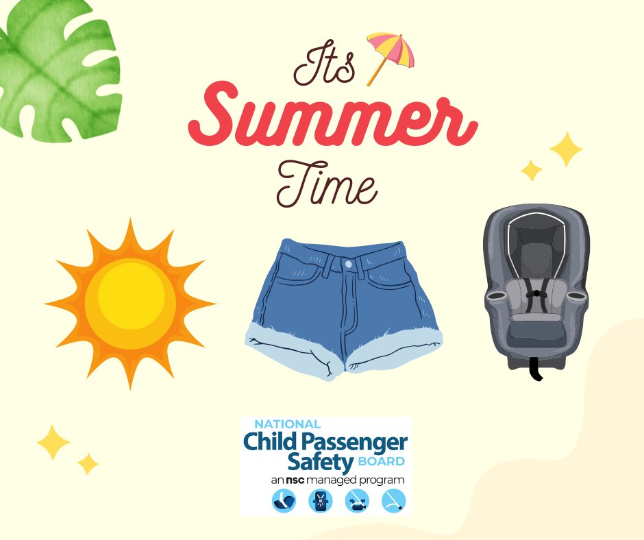 NCPSB's tweet image. Remember on hot days that the buckles and latch plates on your seat belt and car seat can be hot and to avoid the metal touching the skin whenever possible.
#KeepEachOtherSafe #TechsRule #carseat #safety #education #training #parents #children #summer @NSCsafety