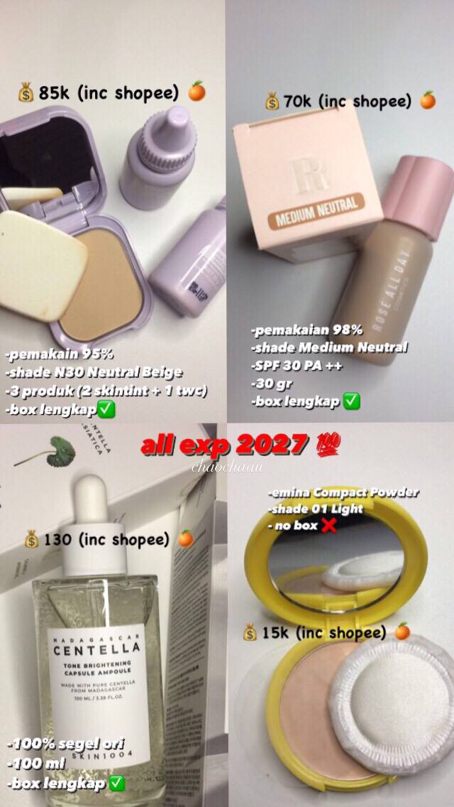 chaochaau's tweet image. ʚ help rt wts preloved and new brand makeup, skincare ɞ
⤿ price &amp;amp; detail shade on pict
⤿ 100% ori
⤿ price inc co 🍊dom cimahi/jabar
⤿ dm for detail condi :3
please mention after dm

🏷️ wts pixy airy serum emina mad for makeup rose all day skin1004 hyalupure theoriginote goute