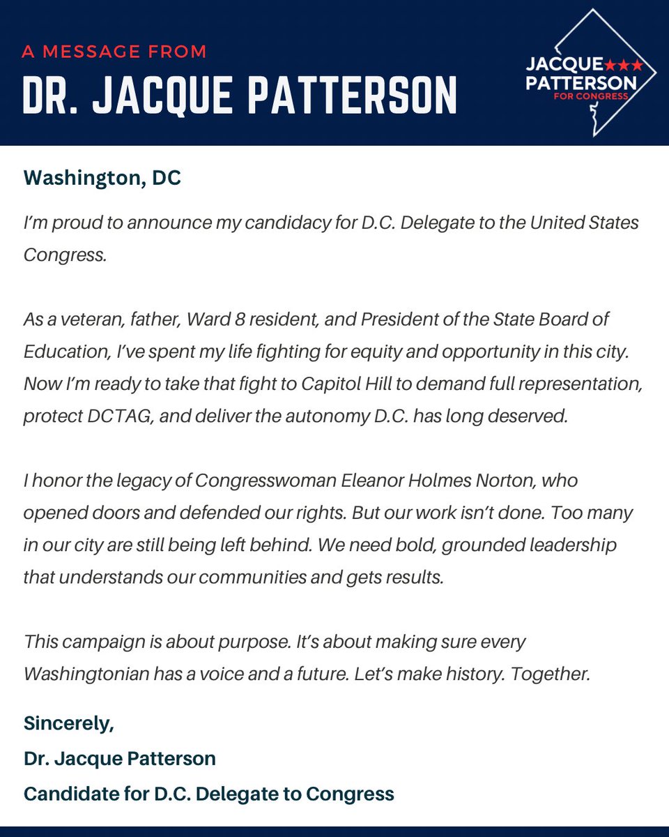 DC_Edvocate's tweet image. Ready for some “good trouble”?
#PattersonForDCDelegate
