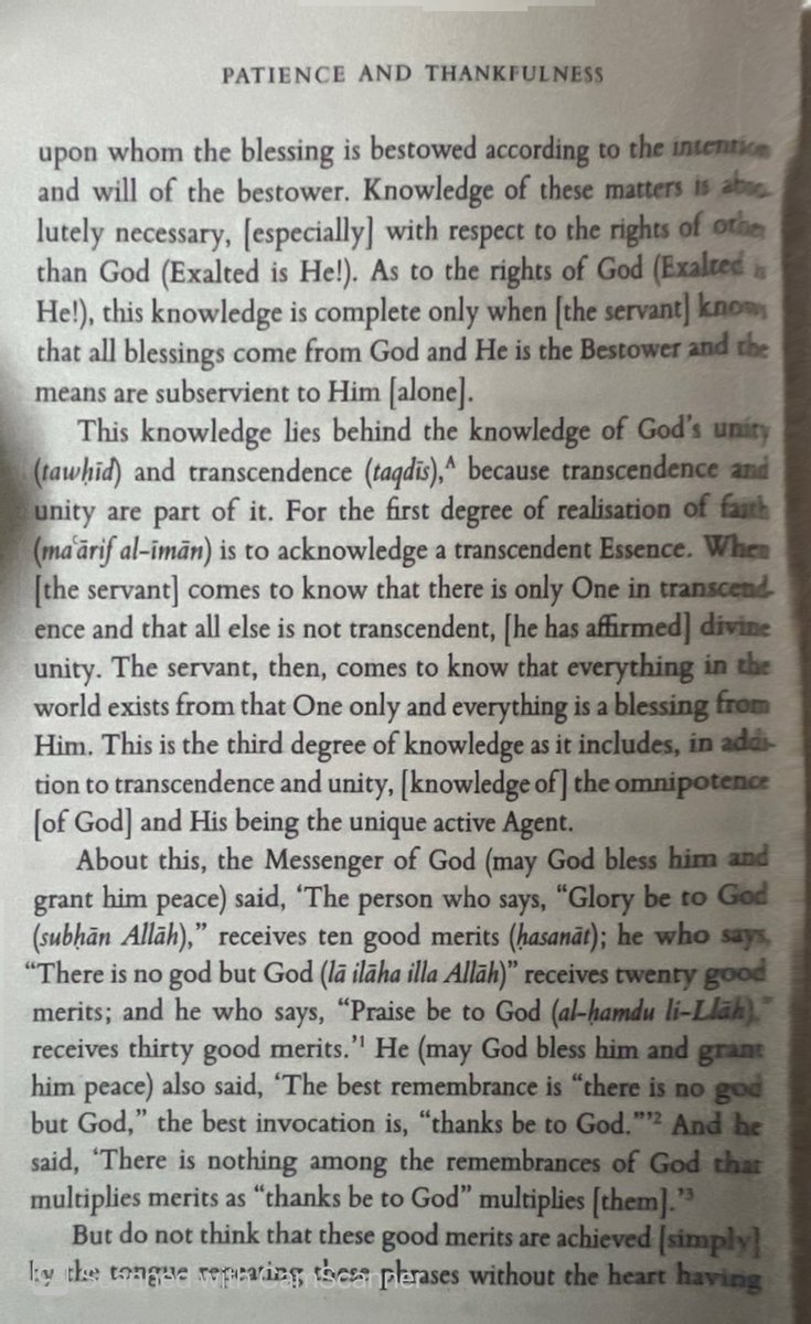 Imam Al Ghazali on the Oneness and Transcendence of Allah.

- Ihya Ulum al-Din, Kitab Sabr wa’l Shukr