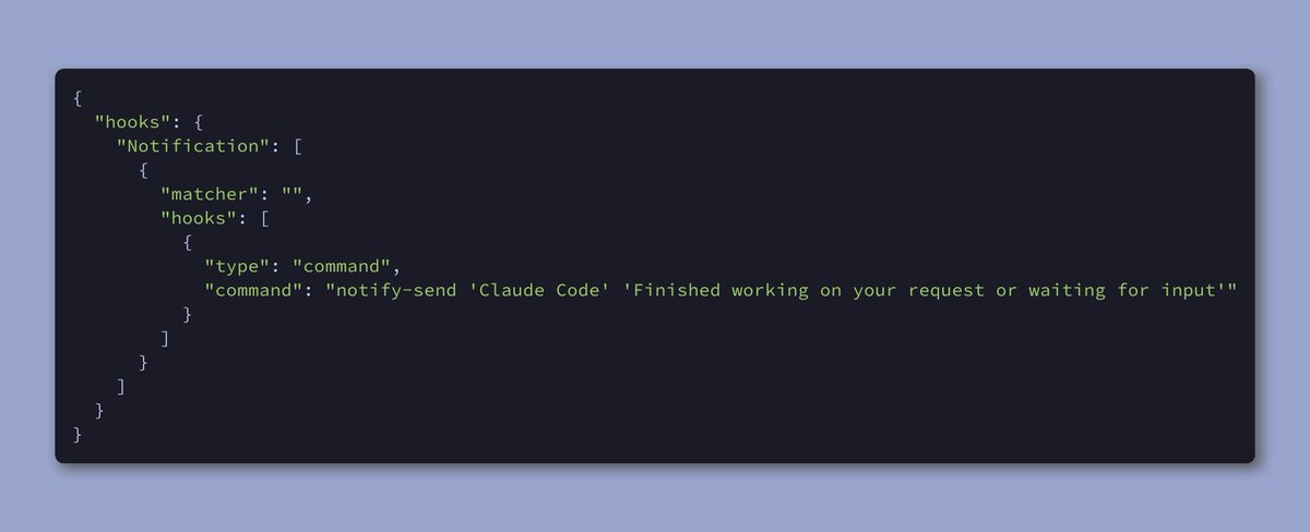 hschnedlitz's tweet image. TIL Claude Code recently added support for hooks. 

Run whatever command after the agent finishes - great for notifications. Don&apos;t need to put that kind of stuff into your ClaudeMD anymore 👌