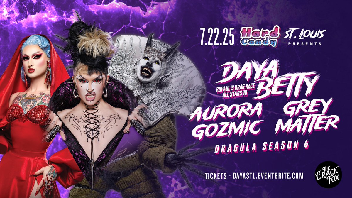 HardCandyKY's tweet image. St Louis! Next Tues 7/22 - @daya_betty417 @GreymatterFx & Aurora Gozmic come to @Crack_Fox_Bar! Tix: DayaSTL.eventbrite.com
